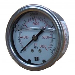 Ross Brown 63mm Pressure Gauge, General Purpose Liquid Filled Stainless Steel Case, 0-40000 kPa, 1/4 BPST R/E (1615930)